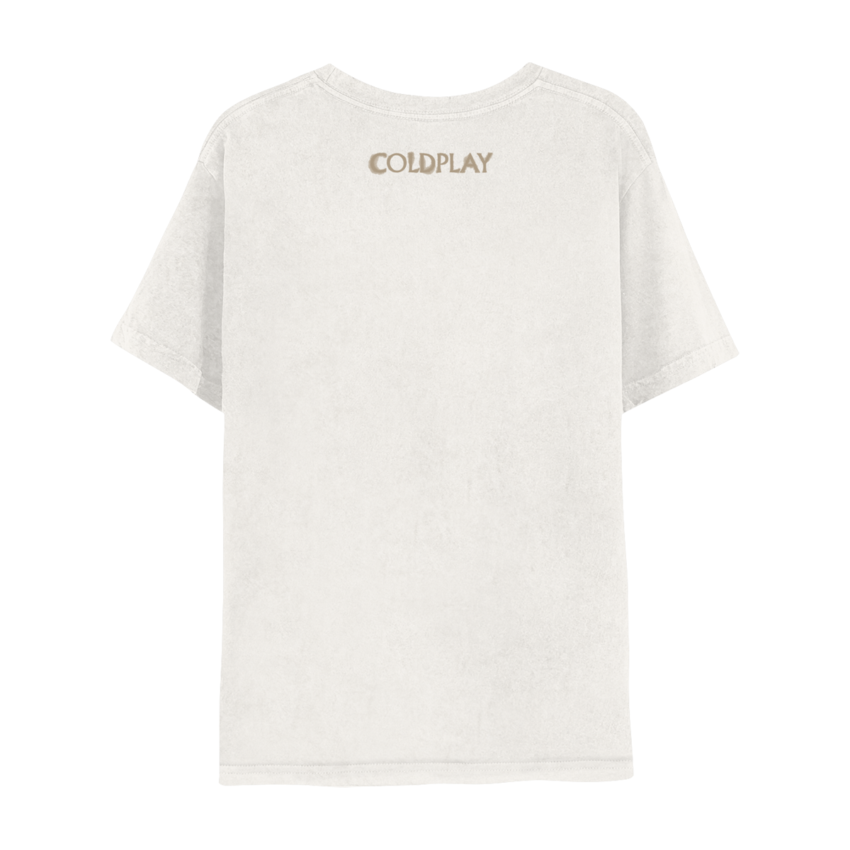 Coldplay logo PRINTED ON THE FRONT OF A WHITE, 100% COTTON ADULT UNISEX T-SHIRT.